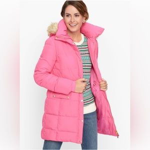 Talbots Fuax Fur Hooded Down Alternative Puffer Coat